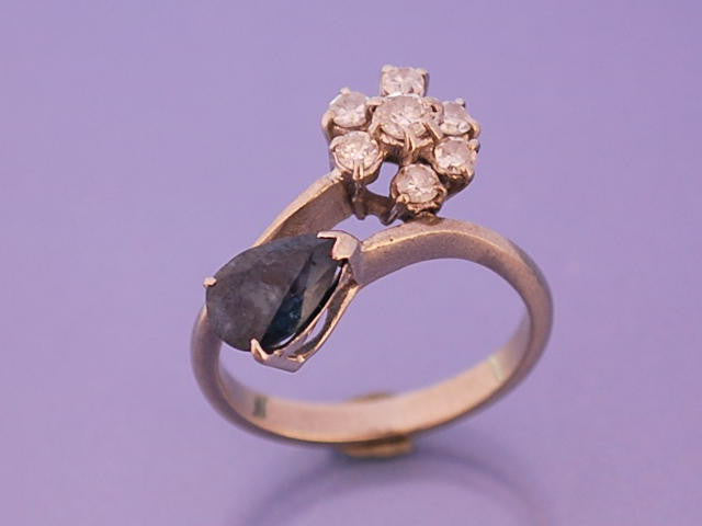 Bague saphir diamants et or 18 carat 1940