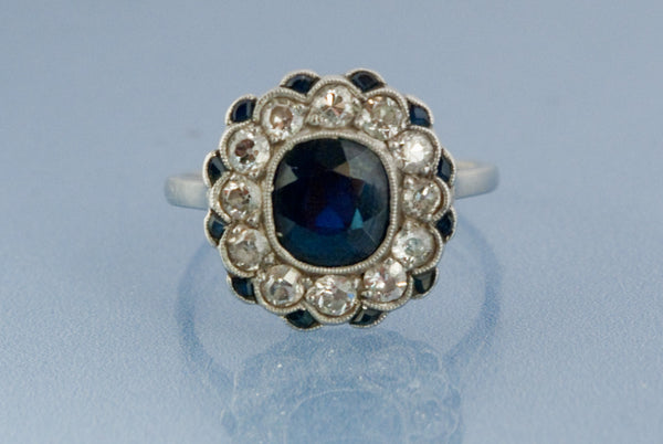Bague Saphir, diamants et Platine