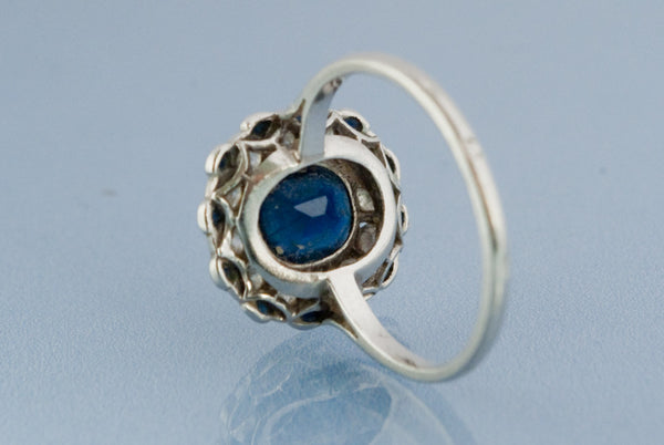 Bague Saphir, diamants et Platine