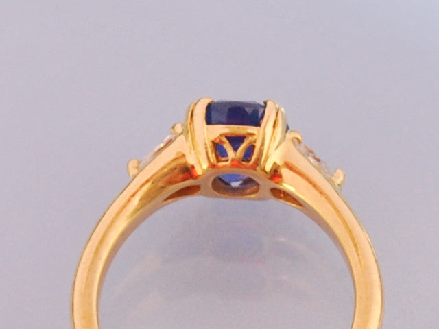 Bague saphir diamants or jaune 18 carats