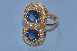 Bague saphirs diamants et or jaune