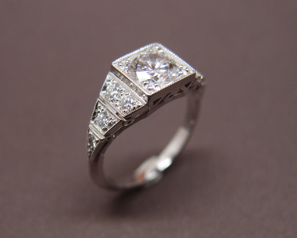 Bague Style art déco diamant 0.88 ct D/VS2