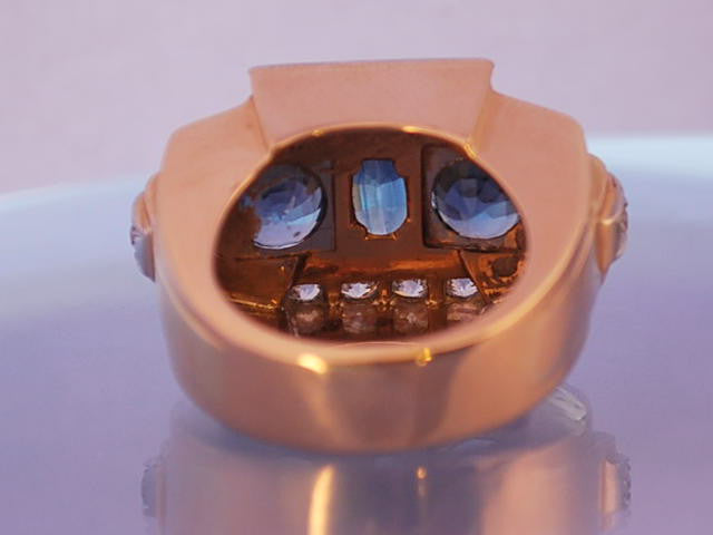 Bague tank art déco saphirs diamants