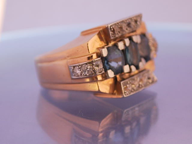 Bague tank art déco saphirs diamants