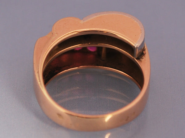 Bague Tank diamants & rubis Or rose 18 Carat