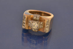 Bague Tank en Or et Diamants
