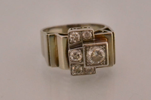 Bague Tank Or Blanc et Diamants