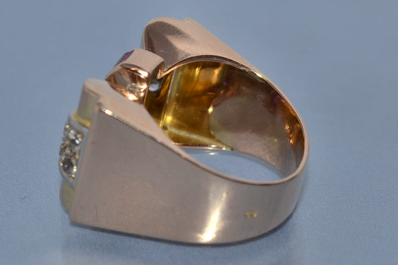 Bague tank or et diamants