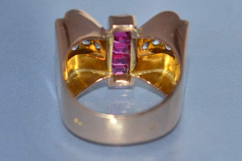 Bague tank or et diamants