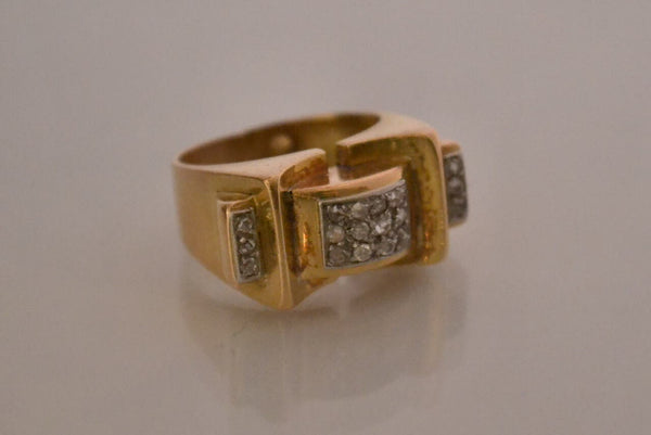 Bague Tank Or Jaune et Diamants