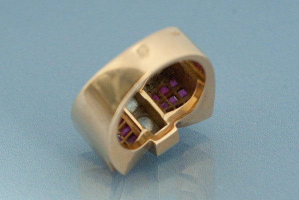 Bague Tank Rubis et Diamant