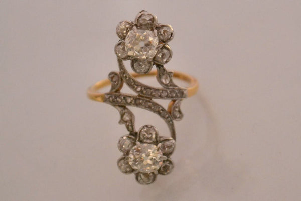 Bague Toi et Moi Ancienne Diamants et Or