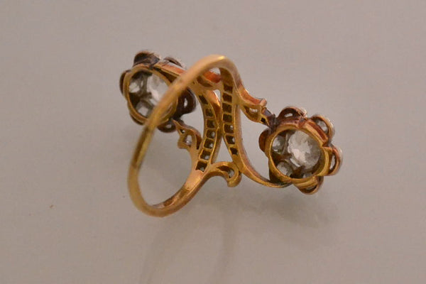 Bague Toi et Moi Ancienne Diamants et Or