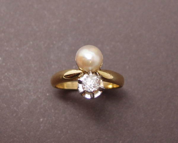 Bague toi et moi Diamant et perle Mabé