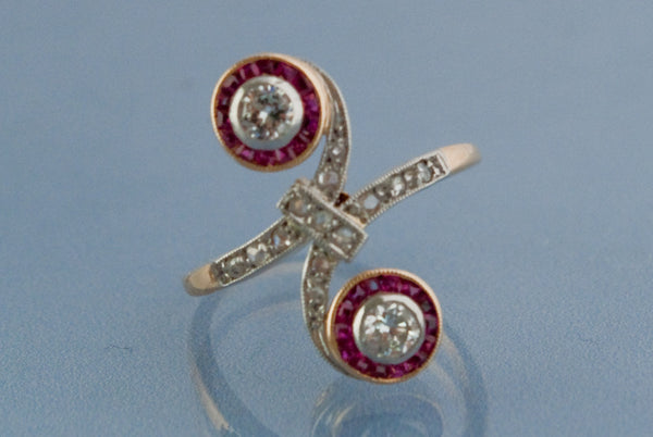 Bague Toi et moi diamant rubis
