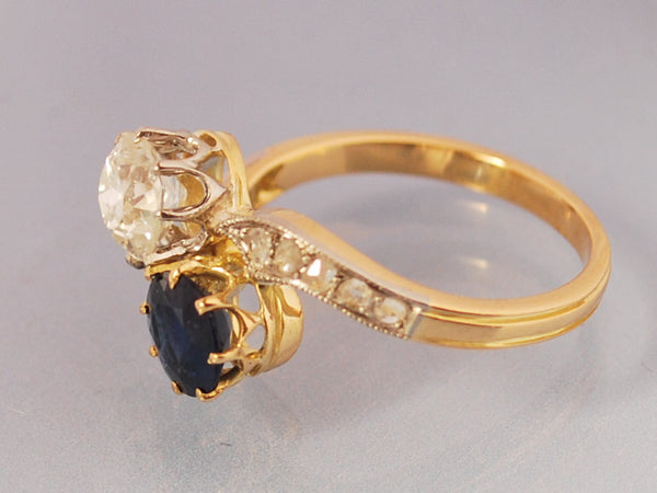 Bague toi et moi diamants et saphir