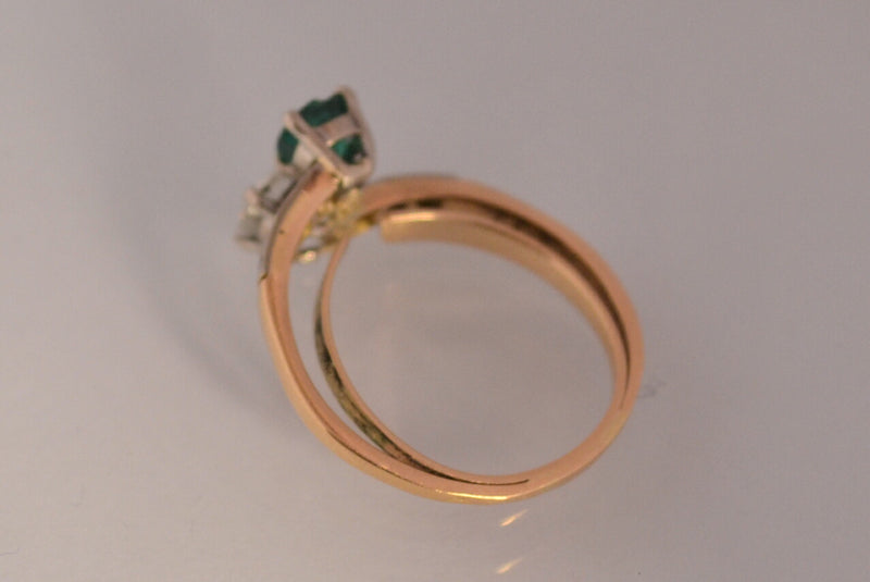 Bague toi et moi Emeraude diamants or 18 carat et platine
