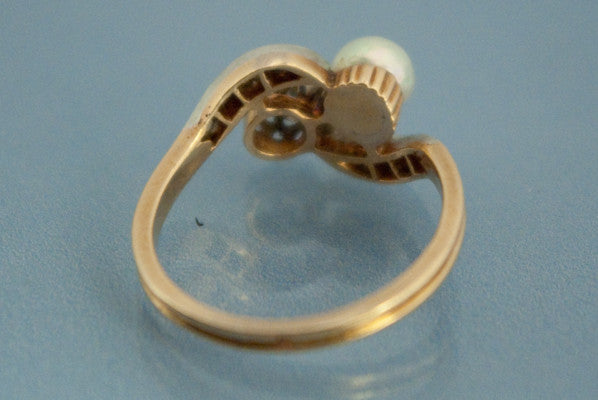 Bague Toi et Moi Perle et Diamant