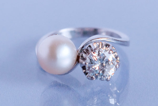 Bague Toi et moi Perle et diamant