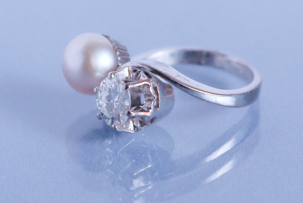 Bague Toi et moi Perle et diamant