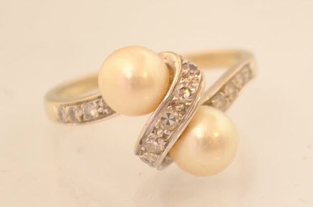 Bague Toi et Moi Perles et Diamants