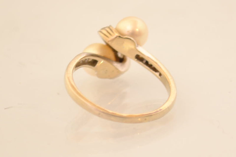 Bague Toi et Moi Perles et Diamants
