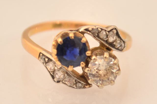 Bague Toi et Moi Saphir et Diamants