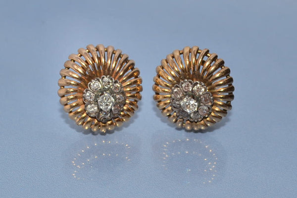 Boucles d'oreille or argent diamants