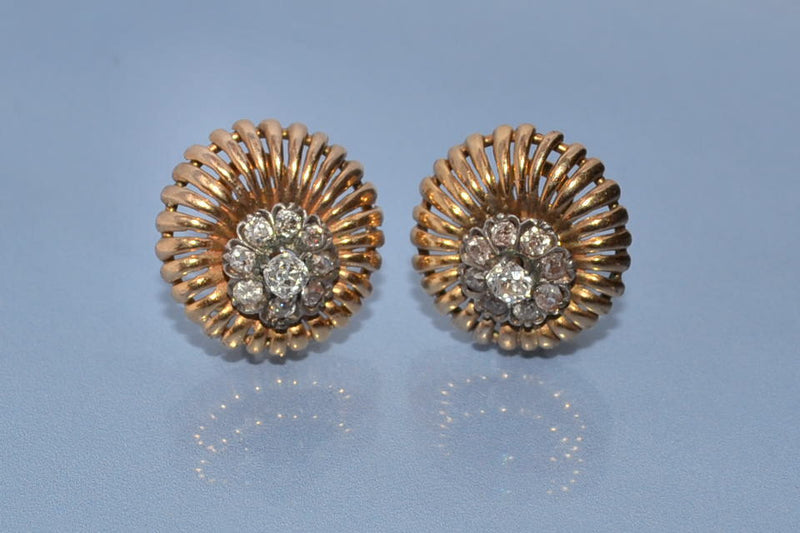 Boucles d'oreille or argent diamants
