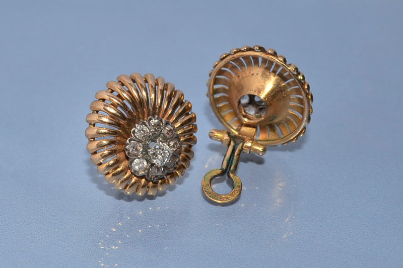 Boucles d'oreille or argent diamants