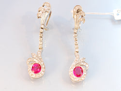 Boucles d oreille art deco en saphirs rose et diamants
