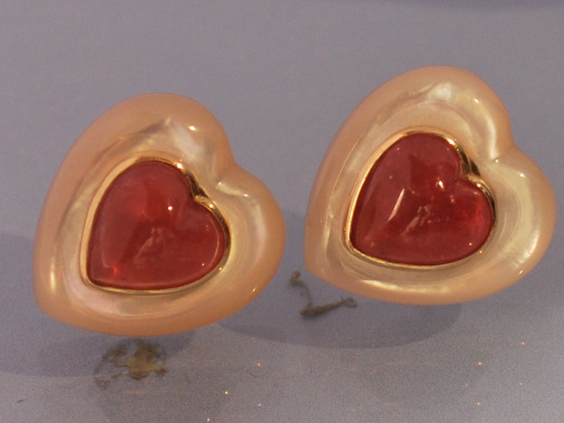 Boucles d oreille coeur nacre tourmaline