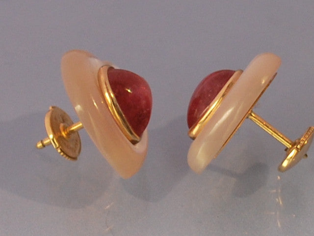 Boucles d oreille coeur nacre tourmaline