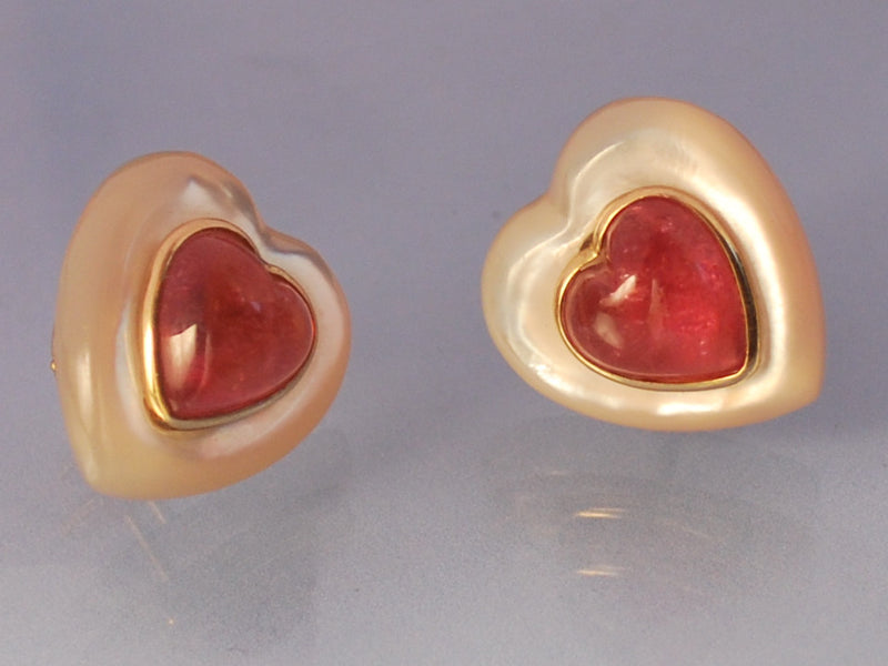 Boucles d oreille coeur nacre tourmaline