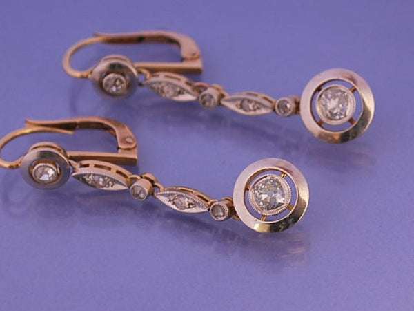 Boucles d oreille diamants platine et or 18 carat