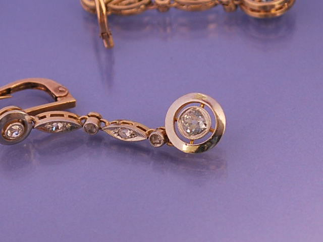 Boucles d oreille diamants platine et or 18 carat
