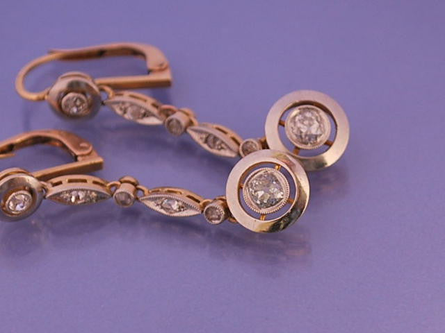 Boucles d oreille diamants platine et or 18 carat