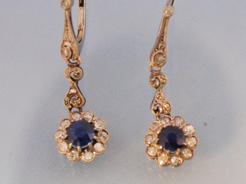 Boucles diamant saphir or blanc