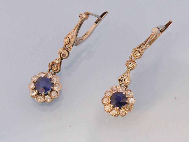 Boucles diamant saphir or blanc