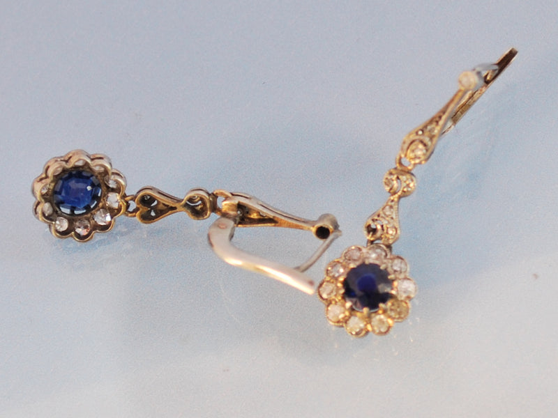 Boucles diamant saphir or blanc
