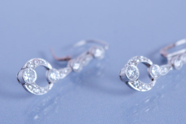 Boucles d'oreille Art déco Platine et diamants