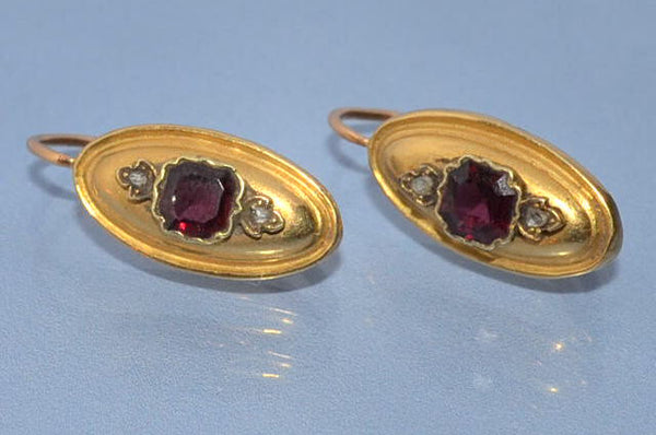 Boucles d'oreille napoléon III or et grenats