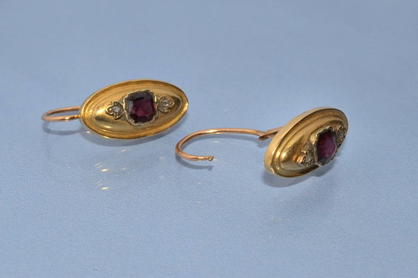Boucles d'oreille napoléon III or et grenats