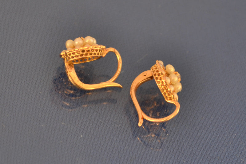 Boucles D'Oreilles Ancienne Or et Perles