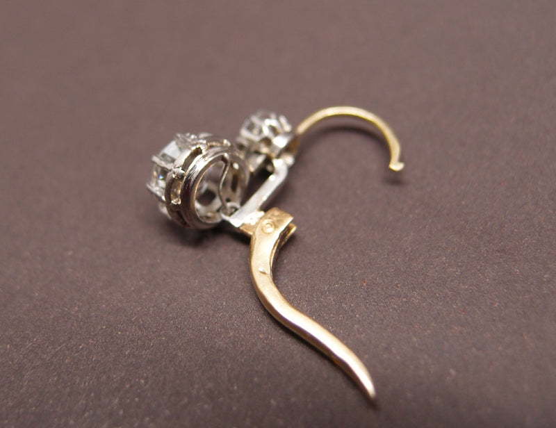 Boucles d'oreilles "dormeuses" 2 x 0.8 ct Taille ancienne