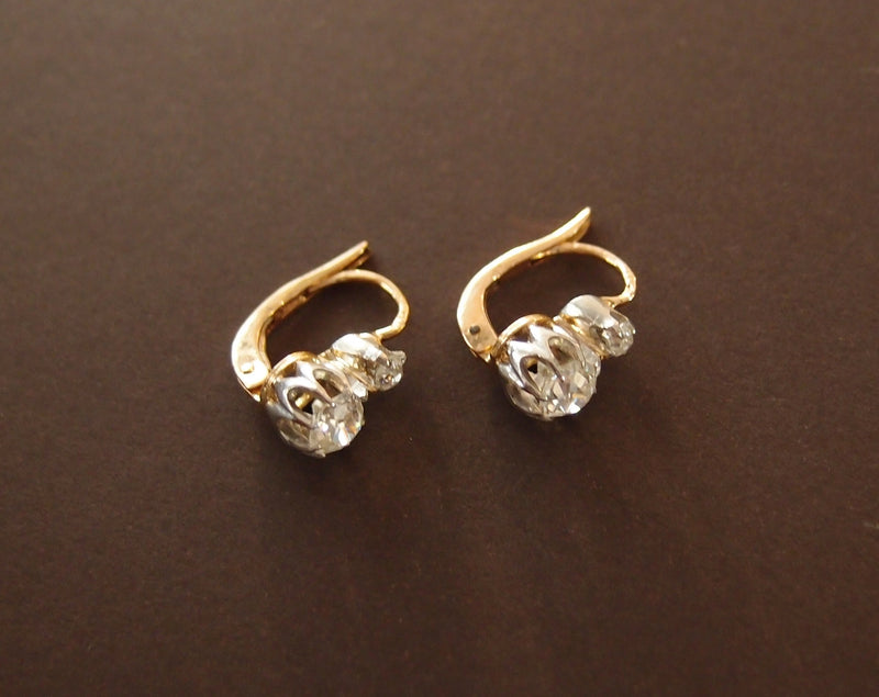 boucles d'oreilles "dormeuses" or et diamants