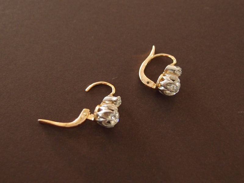 boucles d'oreilles "dormeuses" or et diamants