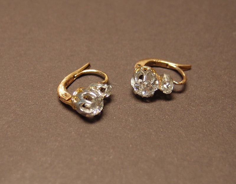 boucles d'oreilles "dormeuses" or et diamants