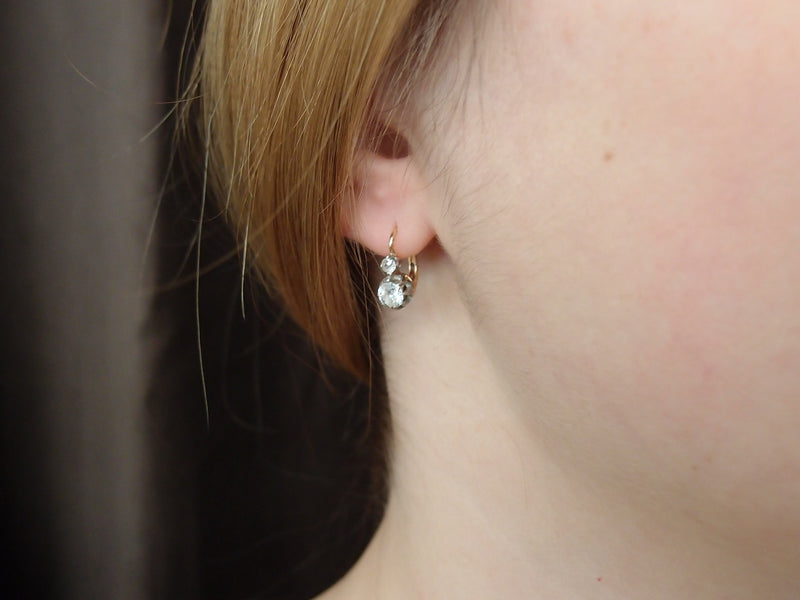boucles d'oreilles "dormeuses" or et diamants