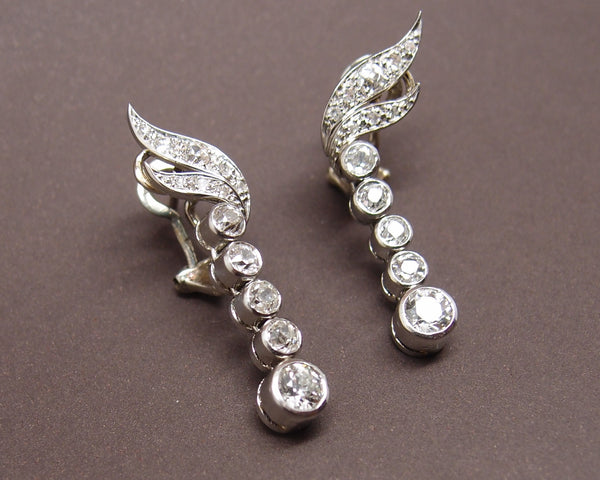 Boucles d'oreilles"Pendants" or , platine et diamants